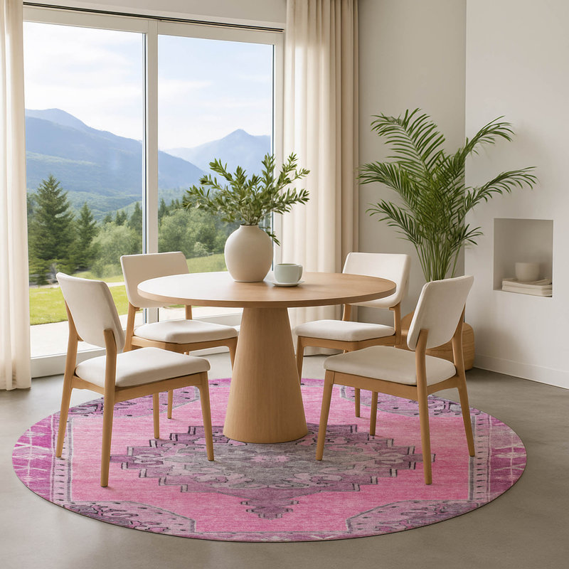 Premium Machine Washable Lubbers AMF1731 Global Rug, Round 8'