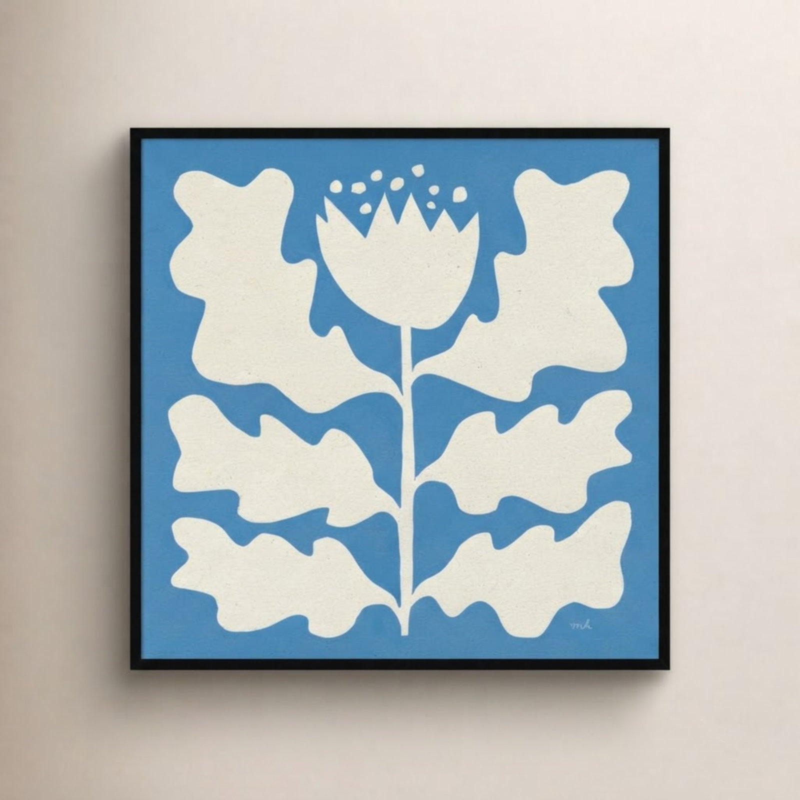 Delighted Floral I Blue Print, Black, 41" W x 41" H
