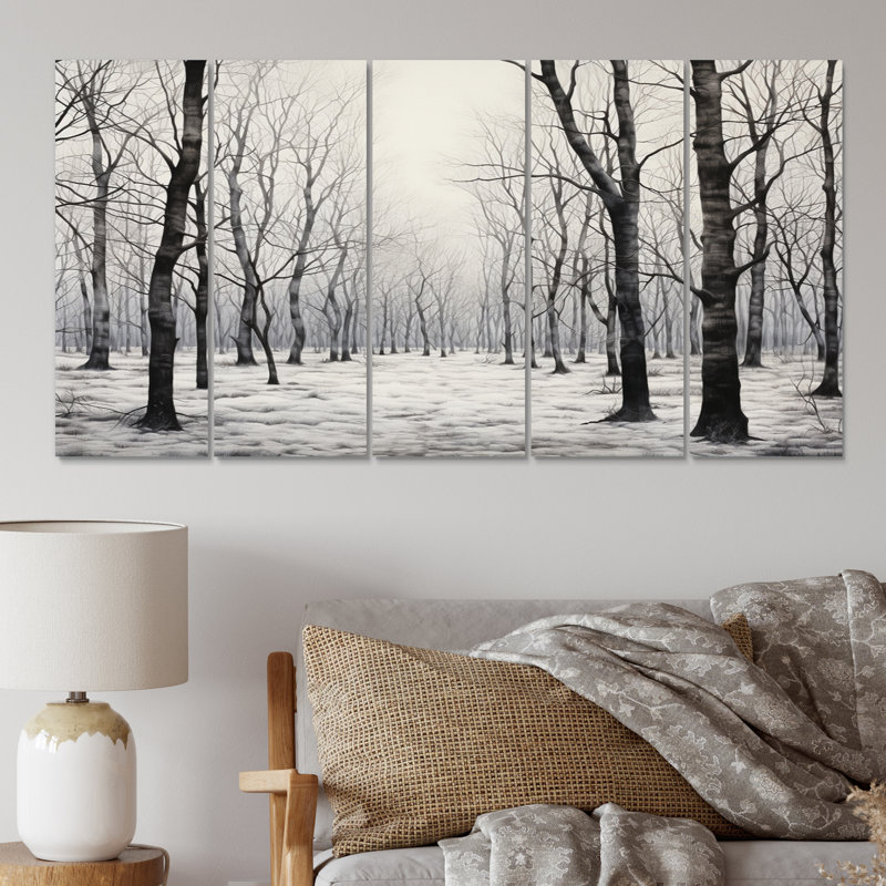 «Grey Forest Whispering Woods on Canvas», reproduction de 5 pièces