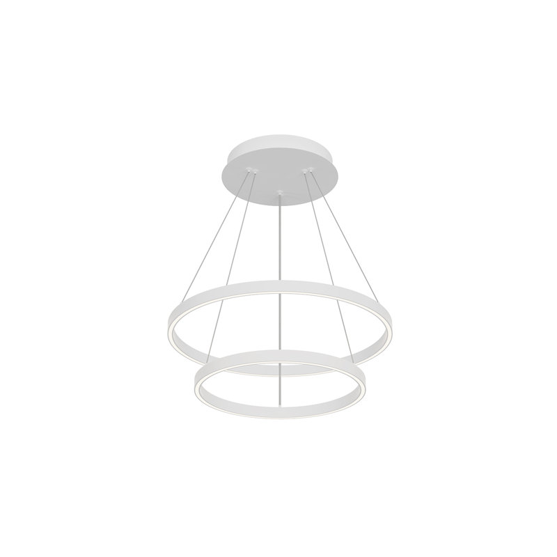 Cerchio Dimmable LED Wagon Wheel Chandelier, 1.375" H x 23.625" W x 23.625" D, White