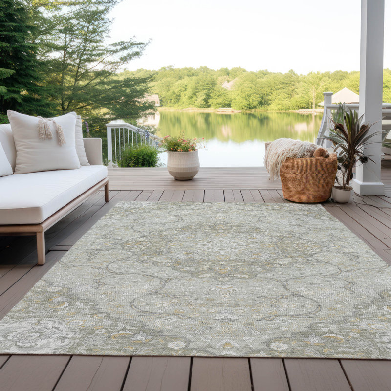 Machine Washable Indoor/Outdoor Claudian ACN1677 Taupe Rug, Rectangle 5' x 7'6"