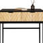 Console d'entrée moderne, table d'appoint à structure métallique avec 2 tiroirs à chevrons, table de chevet compacte avec rangement pour canapé