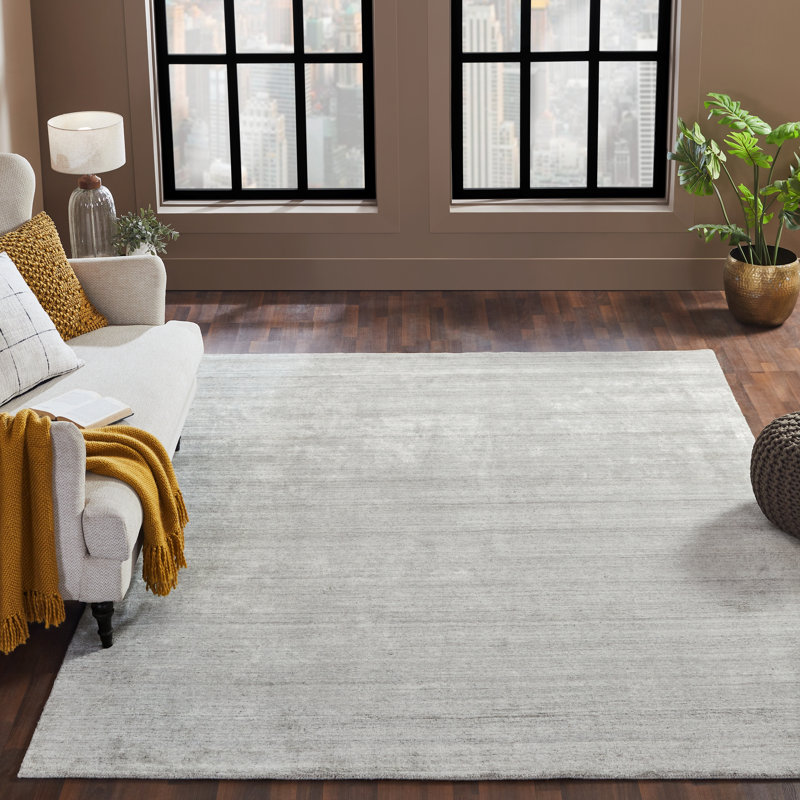 Chino Hand-Woven Ivory Area Rug, Gray, Rectangle 8'6" x 11'6"