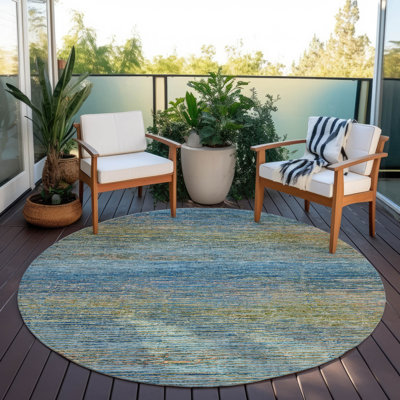 Machine Washable Indoor/Outdoor Christain ACN1267 Denim Rug