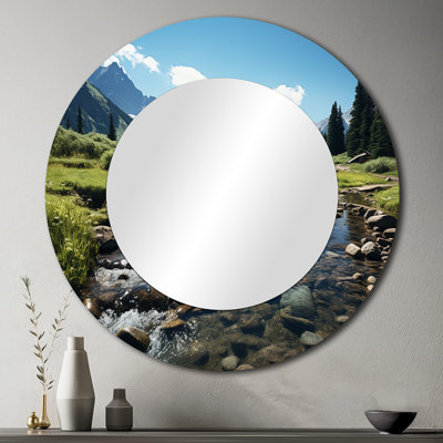 États-Unis Rocky Mountain National Park River I - Miroir mural décoratif rond abstrait, impression métallique