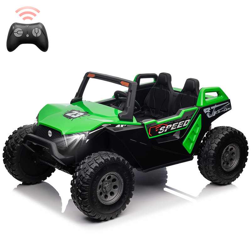 Siège pour enfant pliable 24V 2 places pour enfants avec télécommande à DEL et musique, Vert