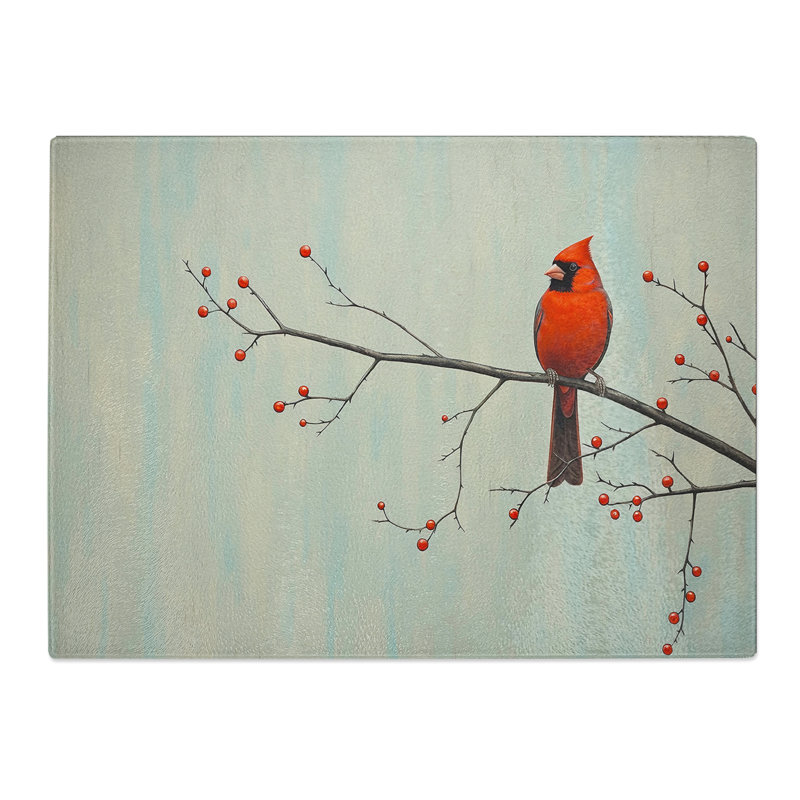 Cardinal Bird Minimalism  Glass Chopping Board