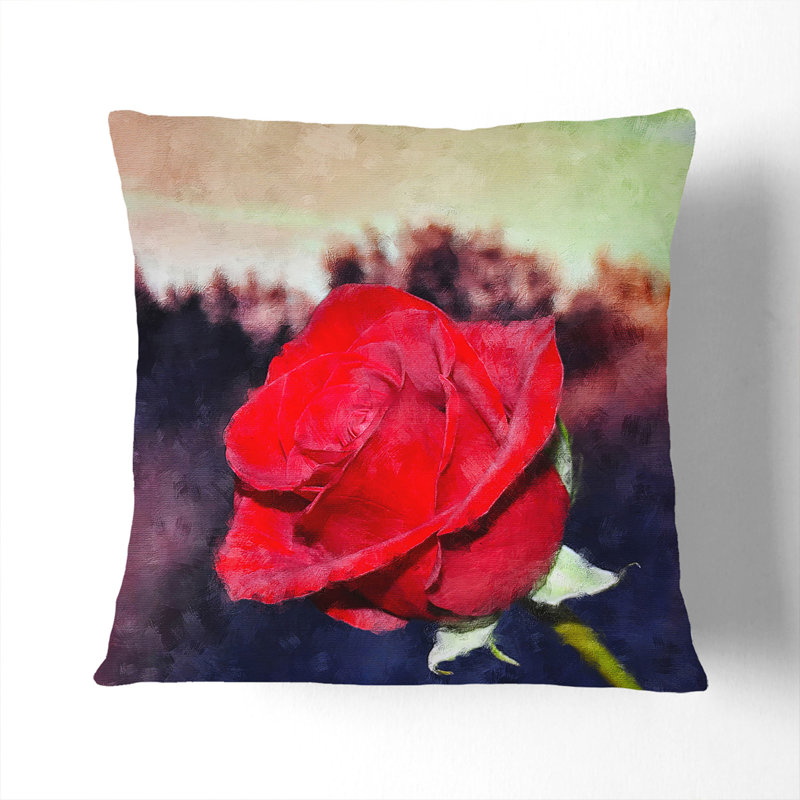Rose Flower Vol.9 Scatter Cushion Pillow, 40cm H x 40cm W x 15cm D, Black