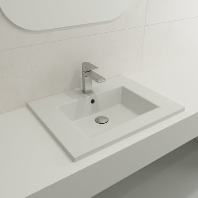 BOCCHI Ravenna 18.9 " Fireclay Rectangular Bathroom Sink and Overflow Hole