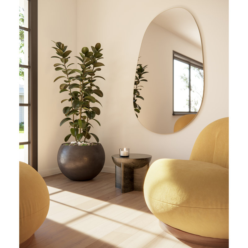 Wall Mounted Mirror, 36" x 59", Satin Brass, Oval