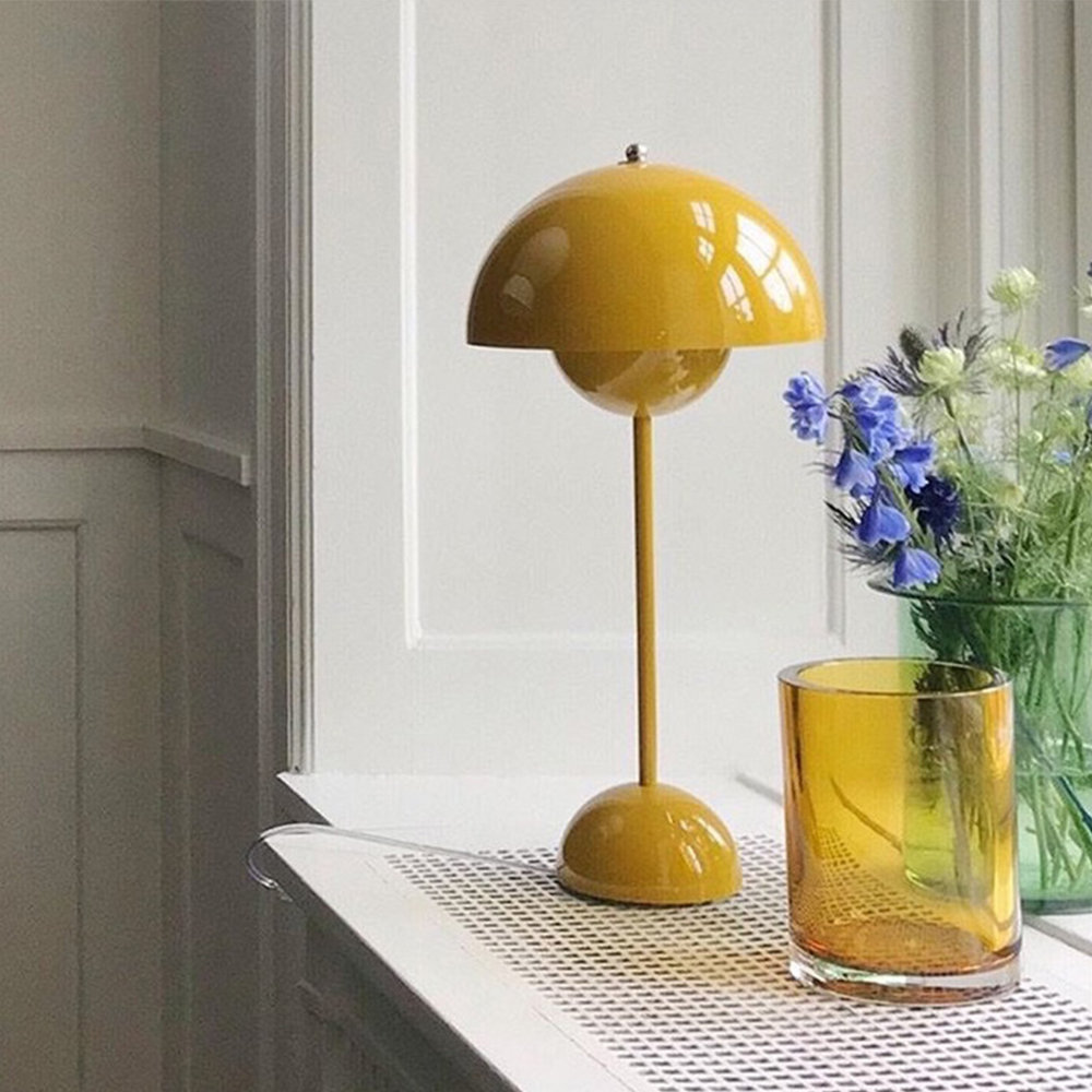 Brunilde Adjustable Metal Table Lamp, Yellow, Yellow
