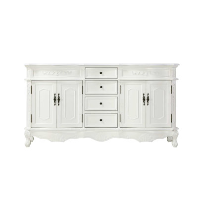 Meuble-lavabo double 66 po blanc antique