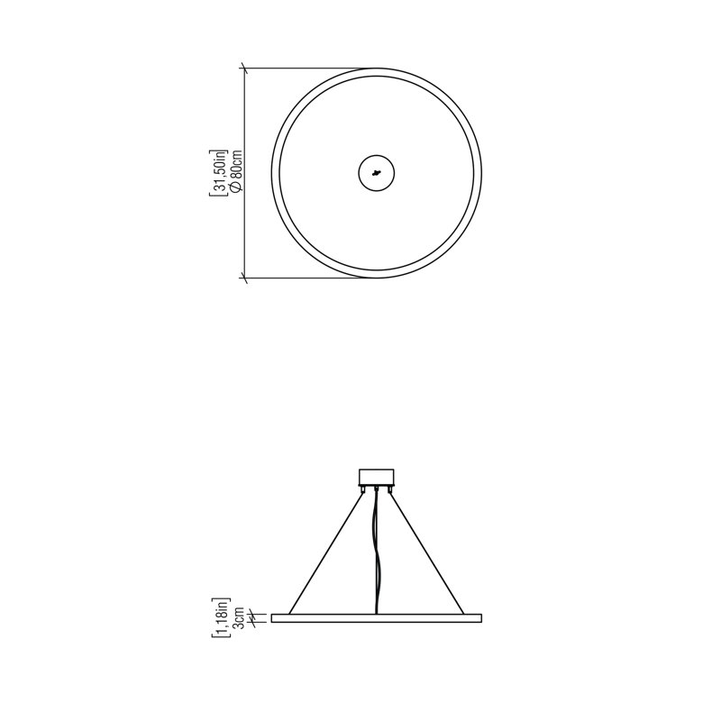 Luminaire suspendu à cadre DEL, H 1,18 po x l 31,5 po x P 31,5 po, Cappuccino biologique