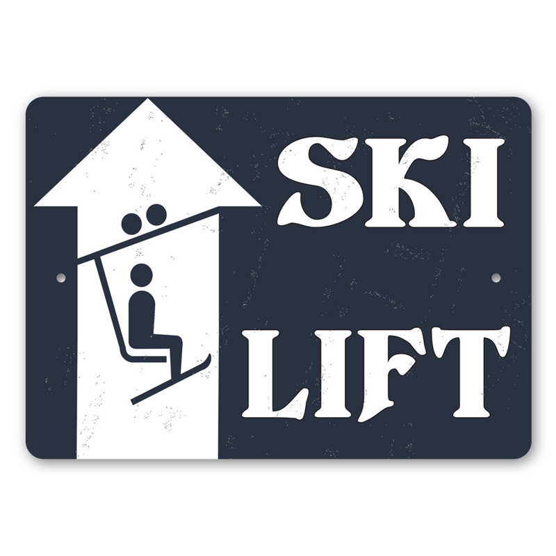 Enseigne en aluminium pour station de ski, H 10 po x l 14 po x P 0,04 po