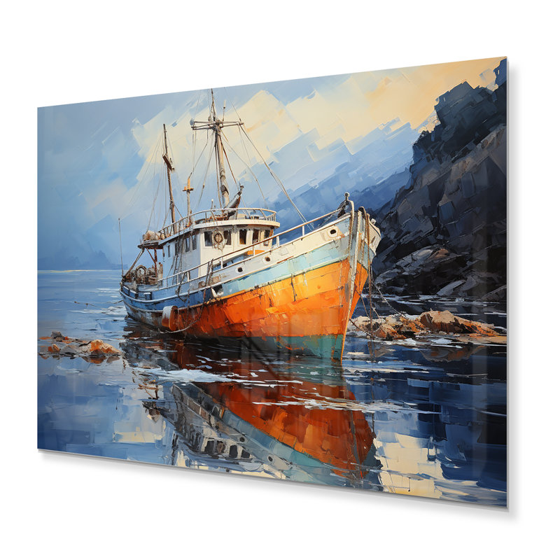 Bateau de pêche Dreamy Regatta I - Décoration murale transport en métal, H 24 po x l 32 po x P 1 po
