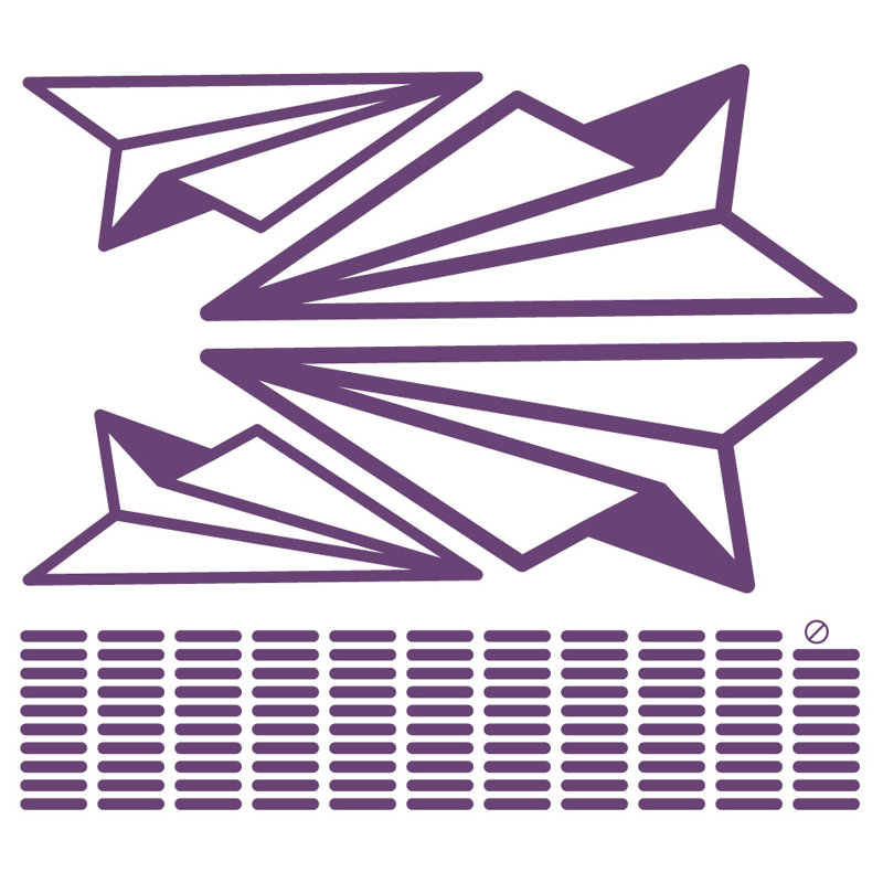 Adhésif décoratif papier avion, Violet, H 30 po x l 33 po x P 0,01 po