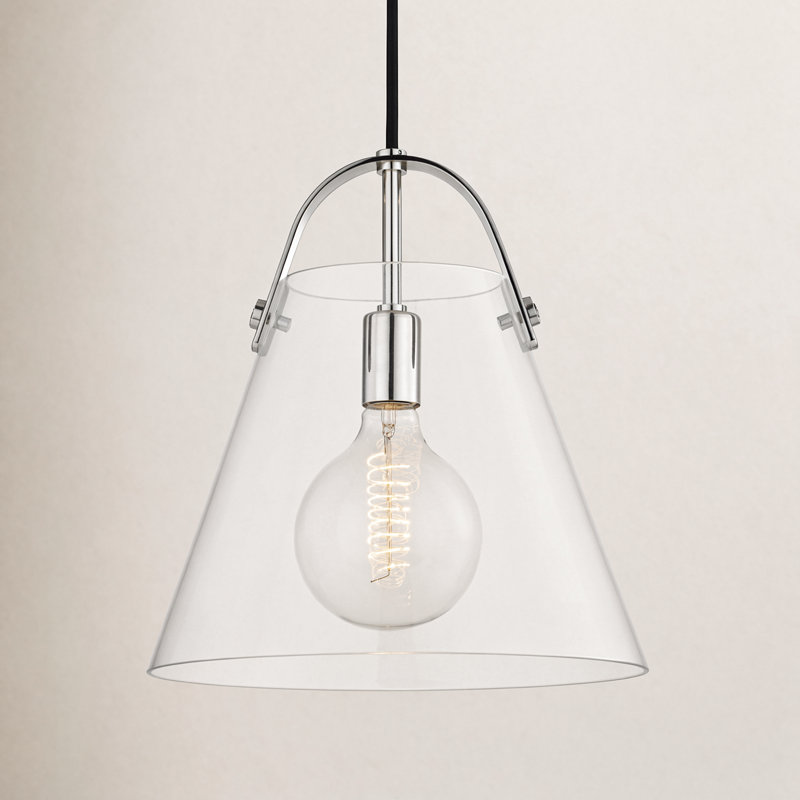 1 - Light Single Pendant, Polished Nickel, 10.5" H x 9" W x 9" D
