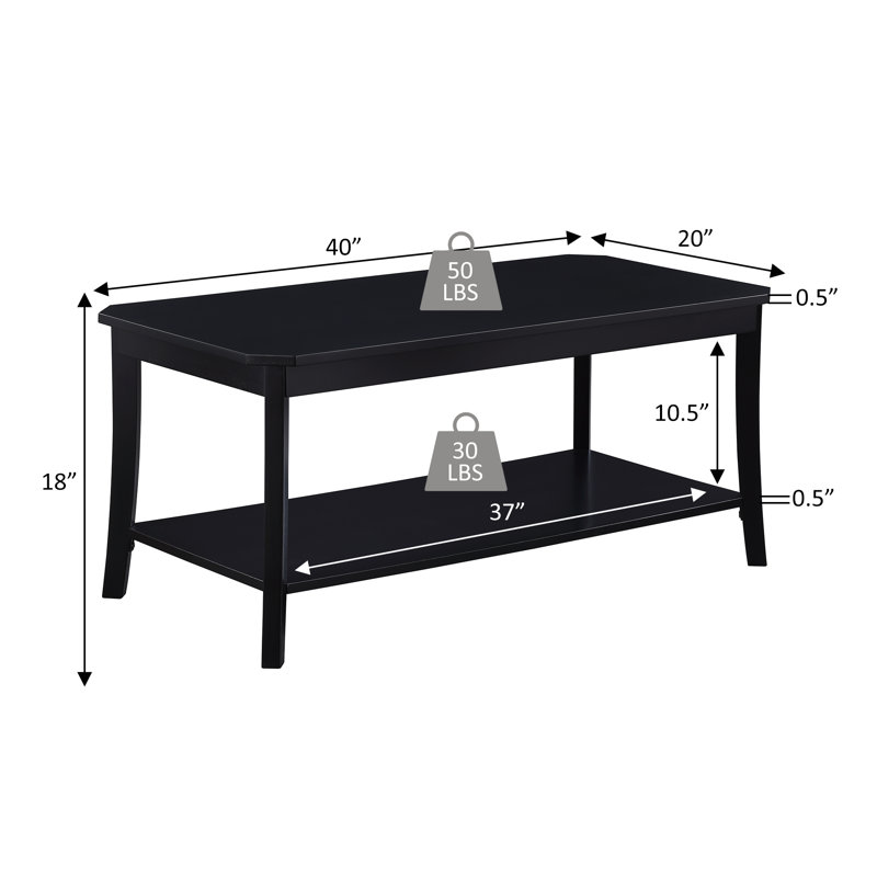 Table basse avec tablette Sonora, Noir