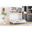 Grand lit escamotable mural avec grand espace de rangement et rayures losangées, blanc