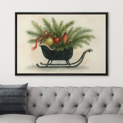 Reproduction d'art de Noël encadrée sur un lit-bateau