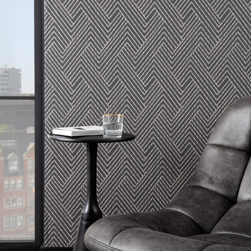 Vivido Grassetto Geometric Non-Woven Wallpaper Roll, Charcoal