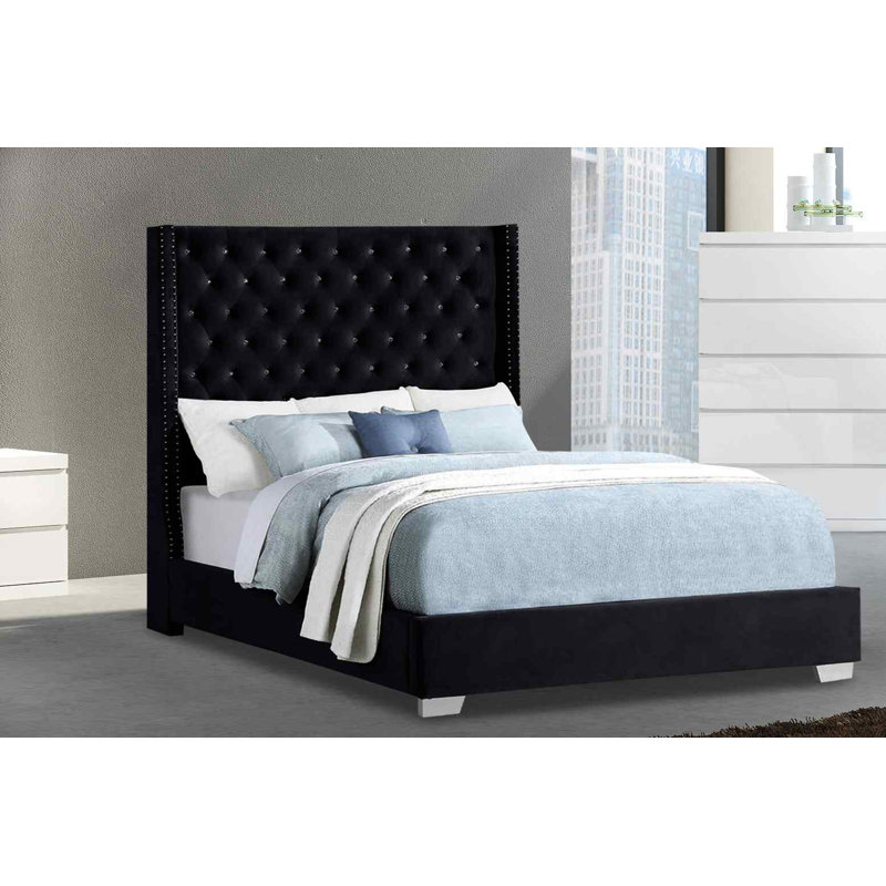 Upholstered Bed, Black, Kingsize (5')