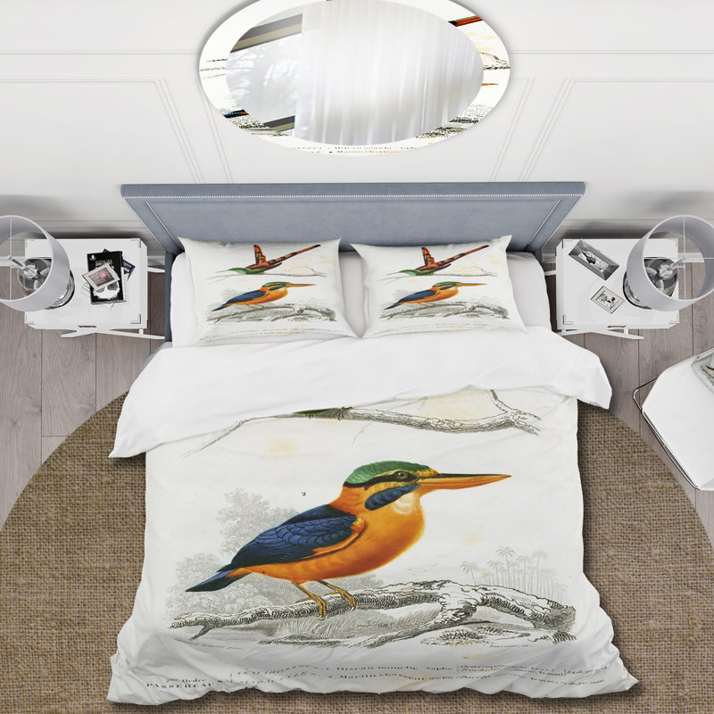 Ensemble de housse de couette traditionnel Vintage Bird I - microfibre de polyester