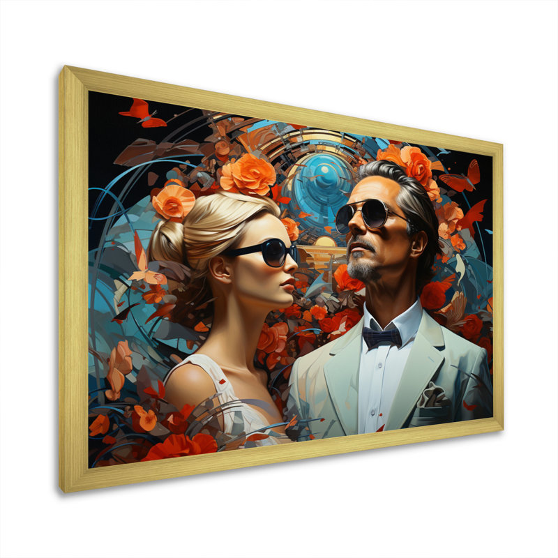 Surrealism Galas Dream Portraits - Surrealism Wall Decor, H 16 po x l 32 po x P 1 po, Encadrement doré
