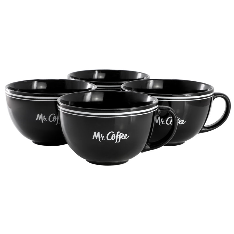 Ensemble de grandes tasses en céramique 22 pièces Mr. Coffee, Black