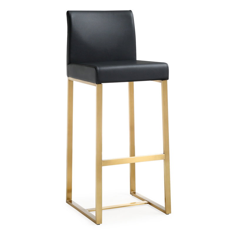 Upholstered Counter Stool with Metal Frame, 78cm, Black/Gold