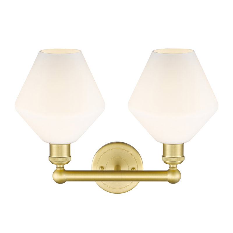 Éclairage pour meuble-lavabo à intensité variable 2 lumières Amylea, Boîtier blanc mat, Or satiné