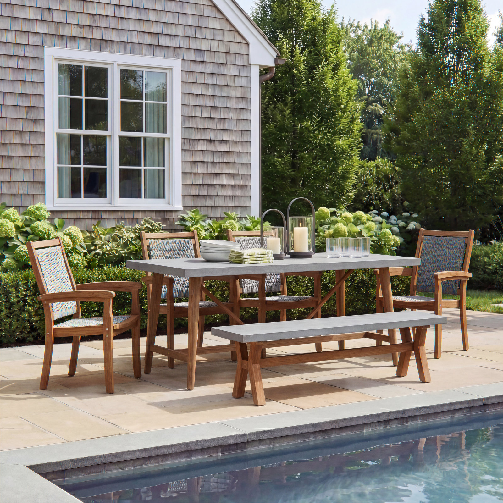 Fleur 74" Eucalyptus Patio Dining Set