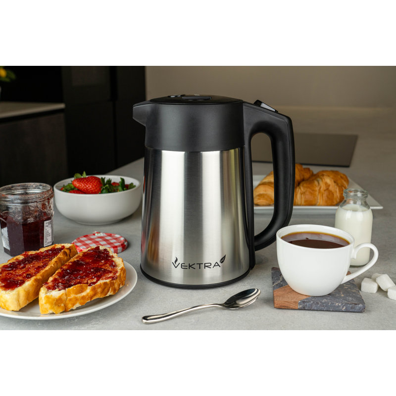 Vacuum Insulated Electric Kettles Insulated Eco Friendly Easy Pour Kettle, 1.5 Litre, Stainless Steel