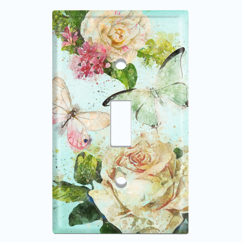 1 - Gang Toggle Light Switch Standard Wall Plate, Green/Pink