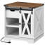Table de bout carrée 23,2 po avec station de charge et porte de grange coulissante 