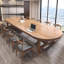 Bureau ovale brun en bois massif-487985633