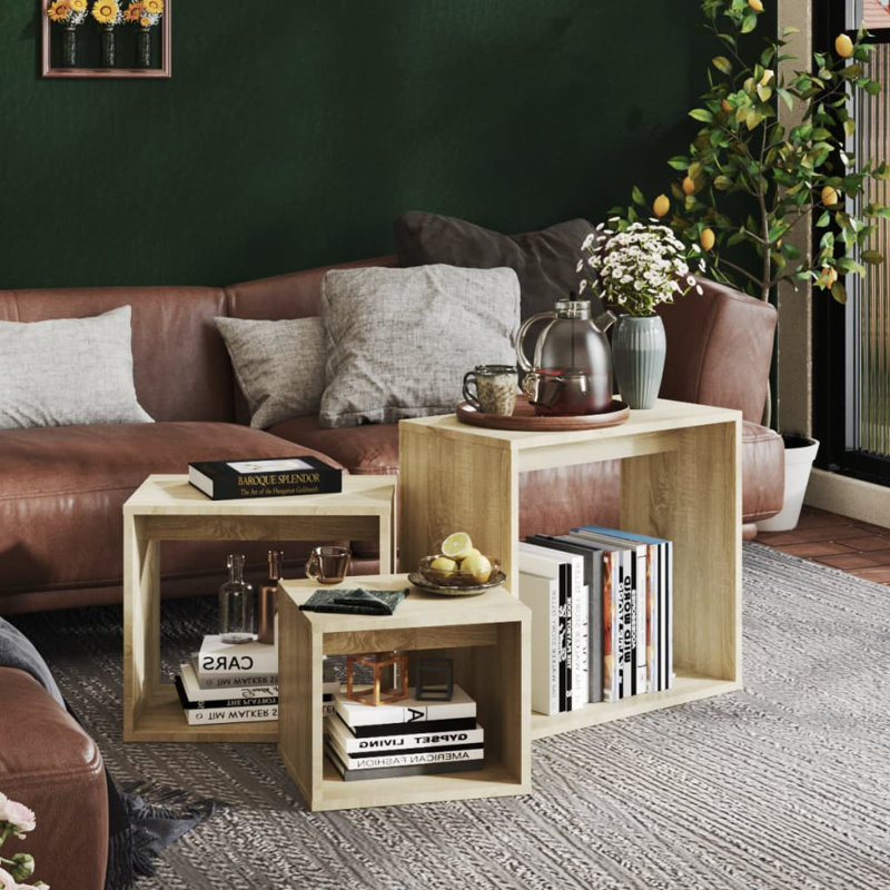 Petite table gigogne empilable vidaXL, Chêne sonoma, Chêne sonoma