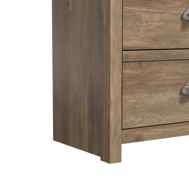 Bhure 46.1" W 6-Drawer Wood Double Dresser, Knotty Oak