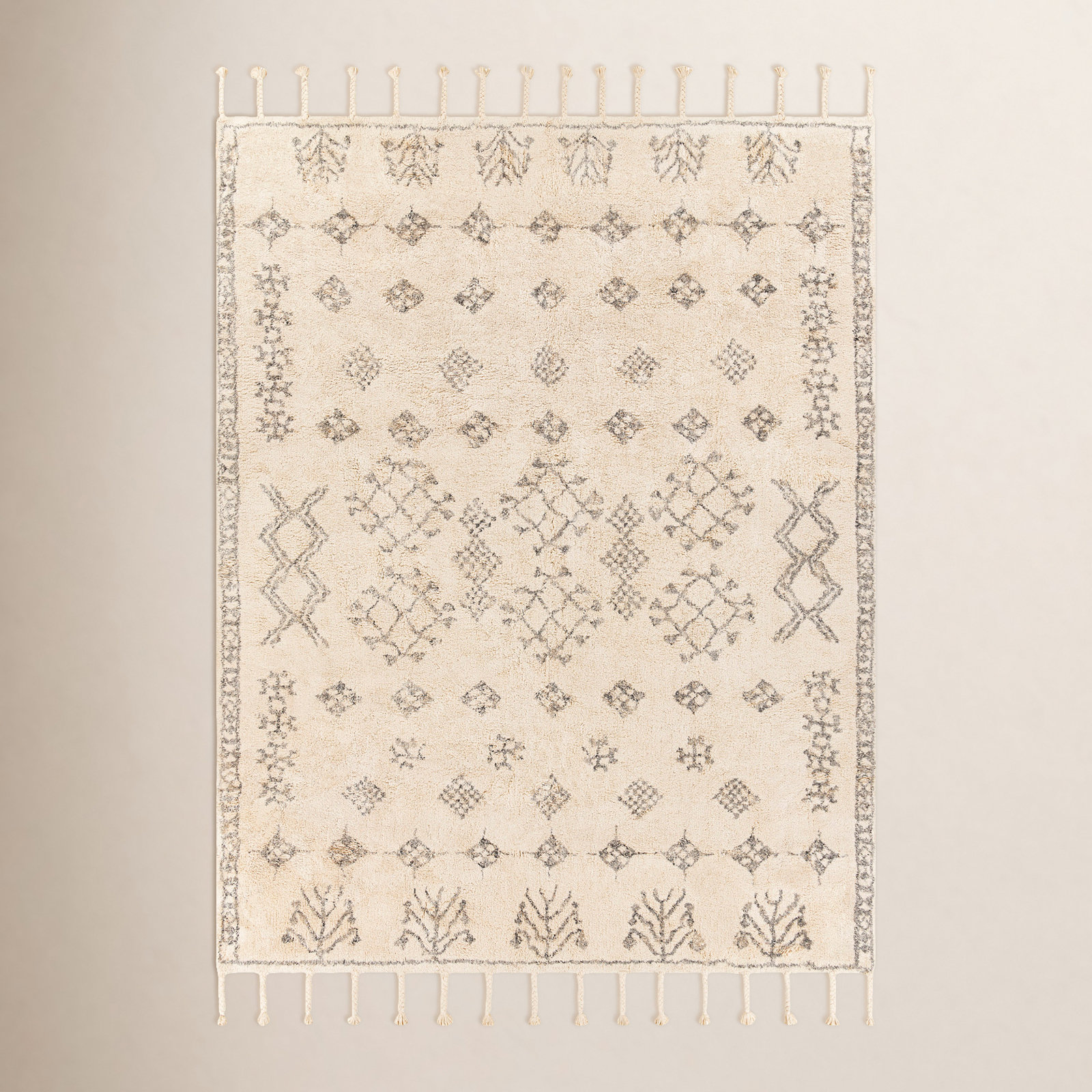 Vannie Hand-Woven Ivory Moroccan Rug, Rectangle 8' x 10'