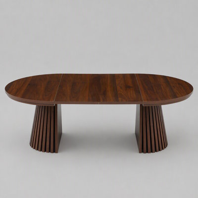 Table basse ronde en bois, flexible et extensible, conception ovale tendance et pieds de table à lattes