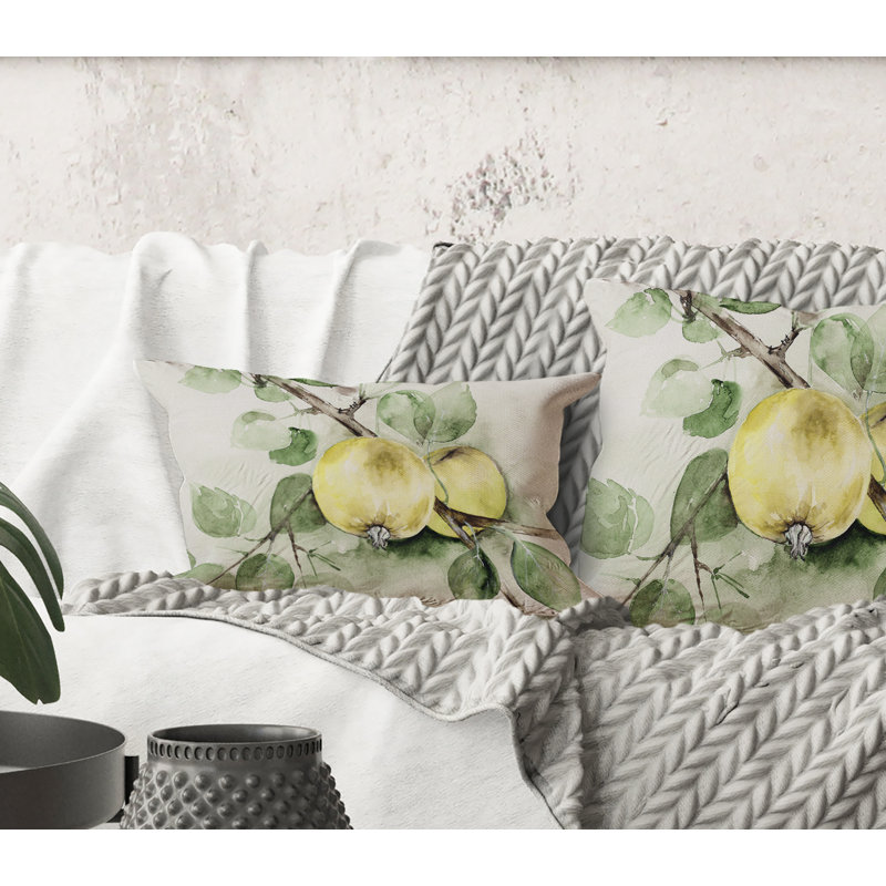 Coussin Rectangle, vert rétro Appels - Farmhouse
