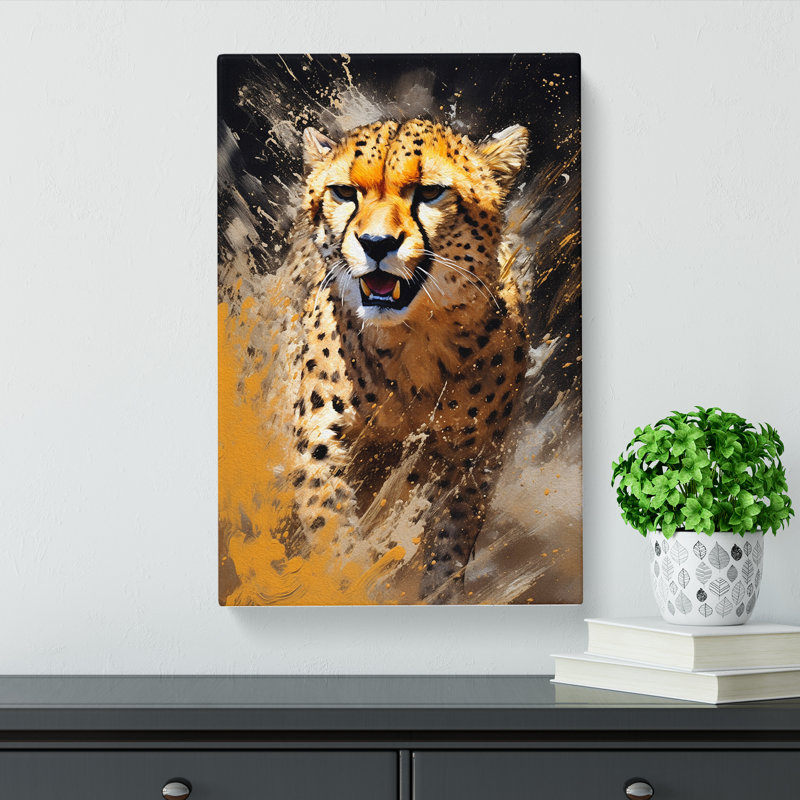 Cheetah Action Painting - No Frame Print, 50cm H x 35cm W x 3cm D