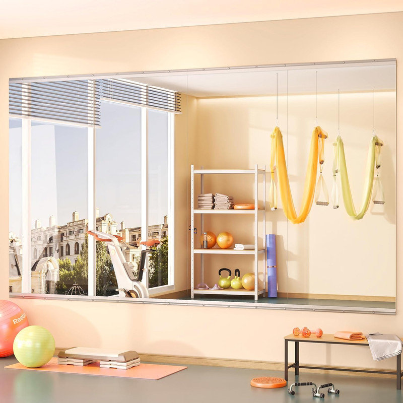 Latitude Run® Rectangle Full Length Metal Wall Mirror Set Home Gym Mirror, 44" x 28"