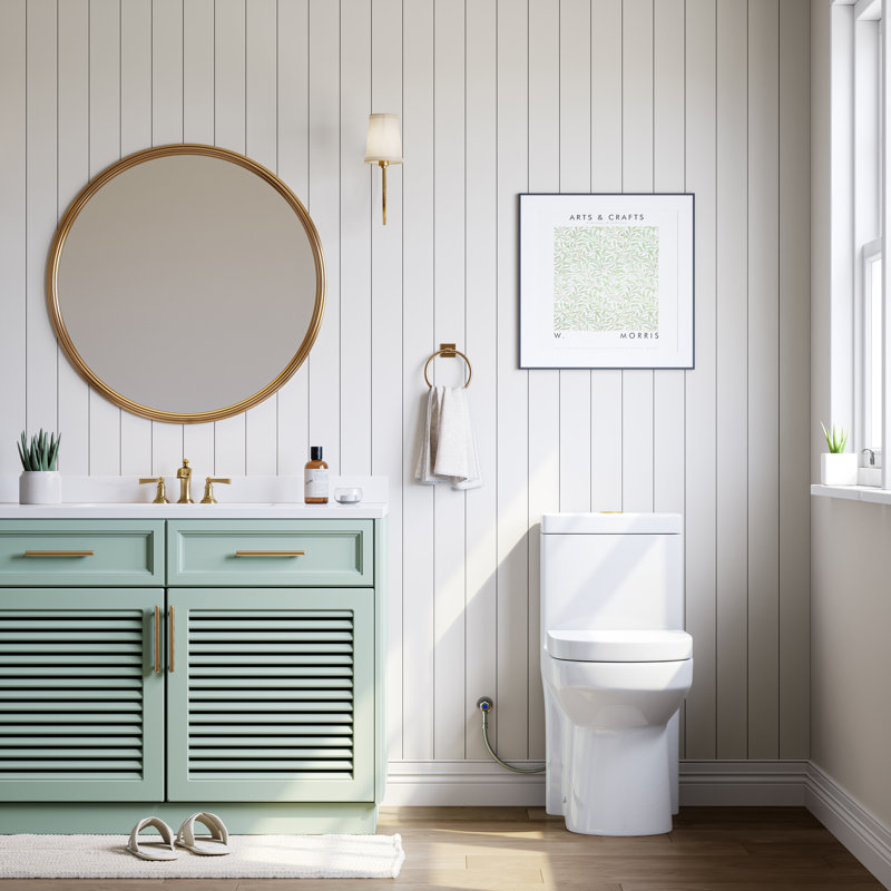 HOROW Nia Compact One-Piece Round Toilet with Dual-Flush System, Space-Saving Floor-Mounted Design, 1.28 GPF, Pure White