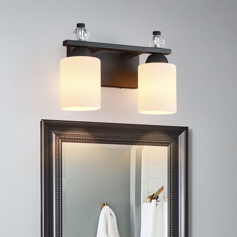 Luminaires de meuble-lavabo en verre Mid-Century E26, Noir, Deux lumières