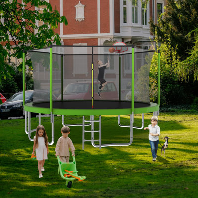 14FT Sports Fitness Recreational Outdoor Enclosure Net Trampoline