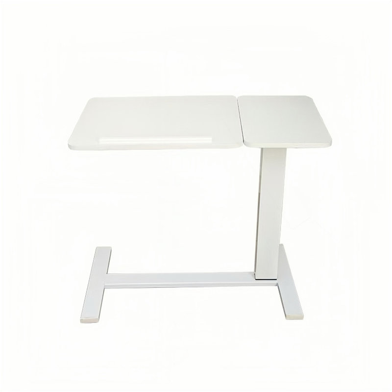 Bureau de chevet au-dessus du lit, support mobile pour ordinateur portable, table de lit inclinable avec roulettes, plateau à hauteur réglable pour table d'appoint pour canapé de lit pour ordinateur portable, table de chevet (BLANC)