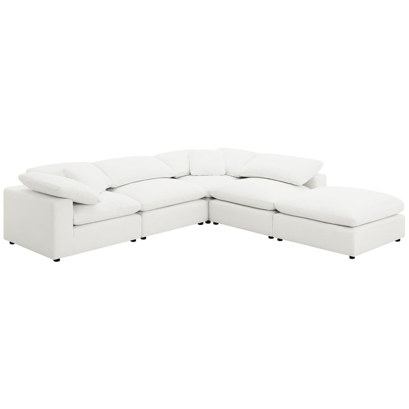 Canapé modulaire en L 5 pièces Hudson, Bouclé ivoire