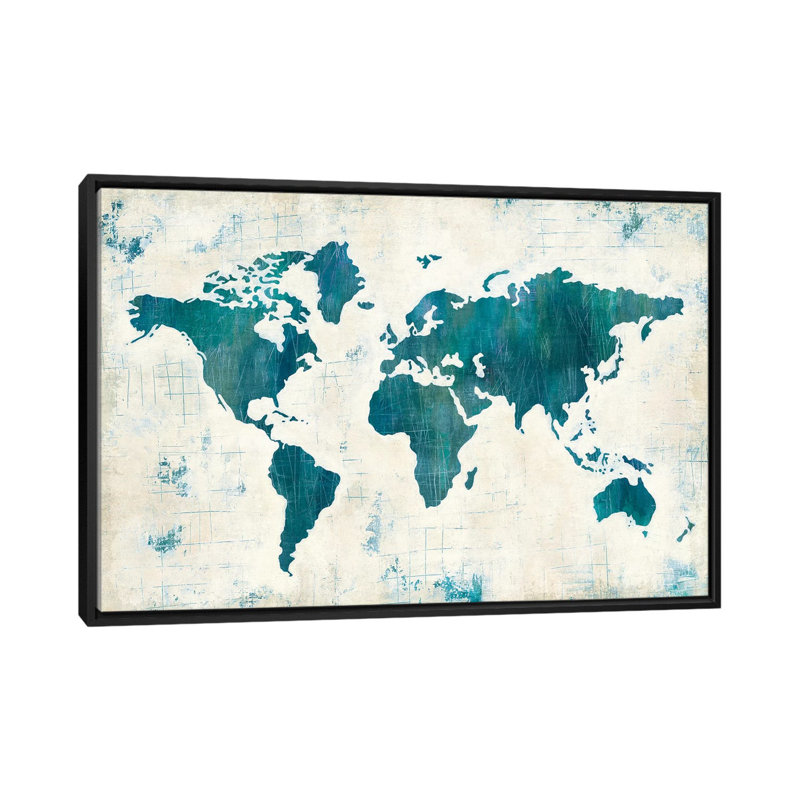 Découvrez le monde II, impression sur toile tendue, H 18 po x l 26 po x P 1,5 po, Toile avec cadre noir, Pas de tapis