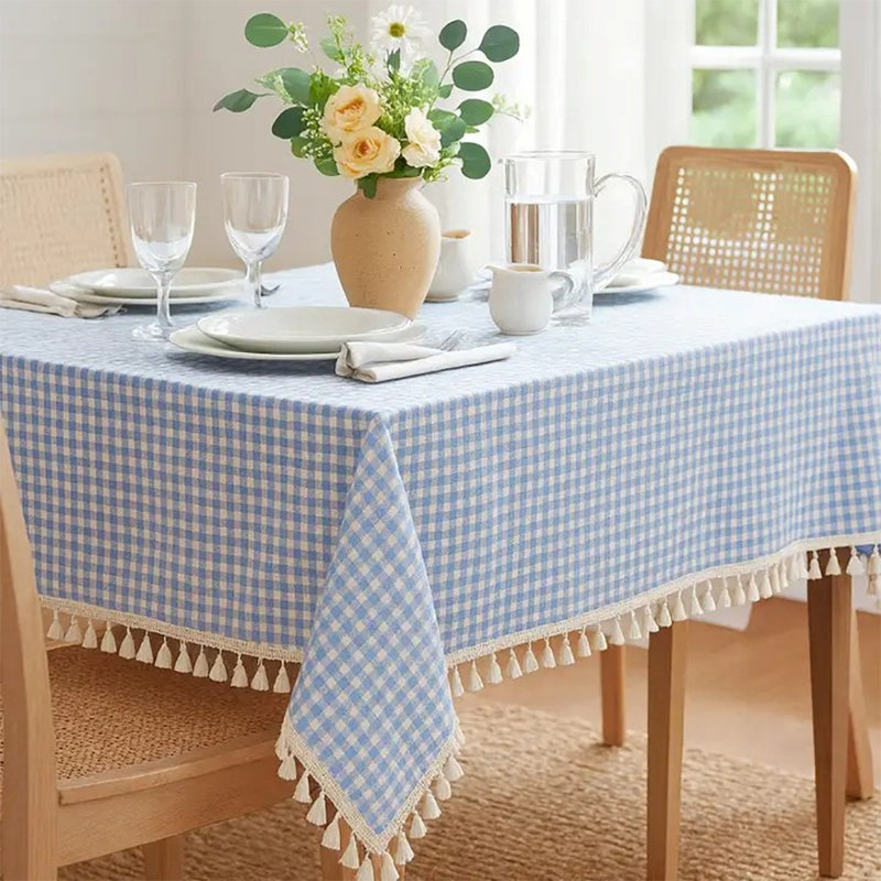 Nappe carrée en mélange de coton, Bleu, 70 po x 55 po